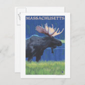 MassachusettsMoose in de Moonlight Briefkaart (Voorkant / Achterkant)