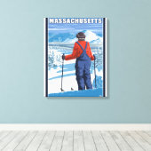MassachusettsSkier Admiring Uitzicht Canvas Afdruk (Insitu (Houten vloer))