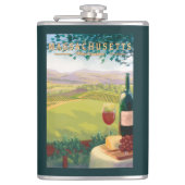 MassachusettsWine Country Scene Heupfles (Voorkant)
