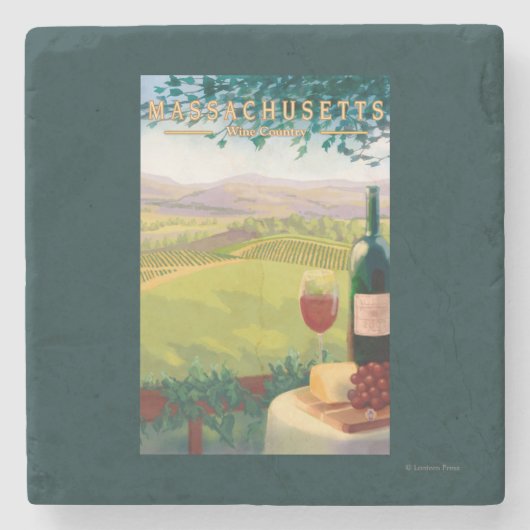 MassachusettsWine Country Scene Stenen Onderzetter (Voorkant)