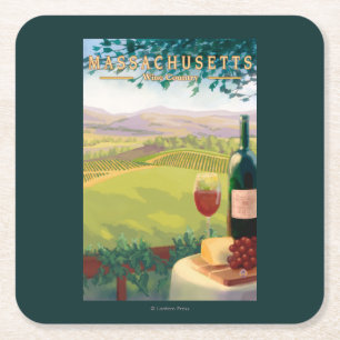 MassachusettsWine Country Scene Vierkante Kartonnen Onderzetter