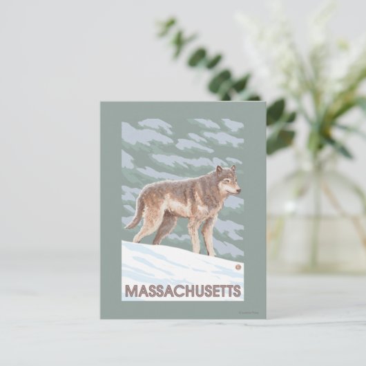 MassachusettsWolf Scene Briefkaart (Staand voorkant)