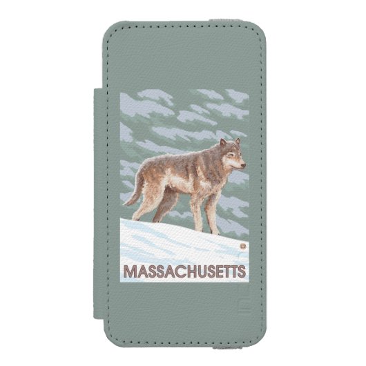 MassachusettsWolf Scene Incipio iPhone Portemonnee Hoesje (Voorkant Agenda)