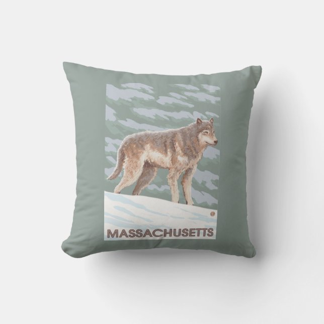 MassachusettsWolf Scene Kussen (Voorkant)