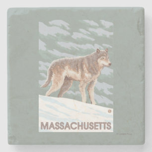 MassachusettsWolf Scene Stenen Onderzetter