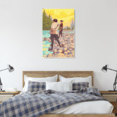 MassachusettsWomen Fly Fishing Scene Canvas Afdruk (Insitu (Slaapkamer))