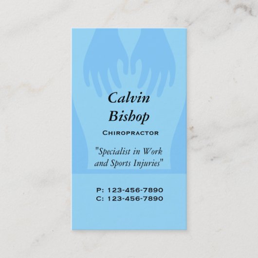 Massage/ Carte de visite chiropraticien/ Bleu (Devant)