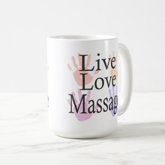 Massage Live Liefde Mok Gift (Voorkant rechts)