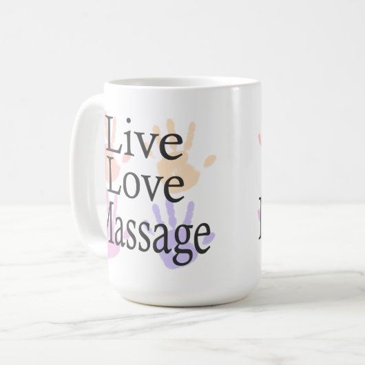 Massage Live Love Mug Cadeau (Devant gauche)