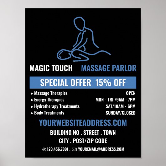 Massage Logo, Massagetherapie, Massagesalon Poster (Voorkant)