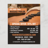 Massage met warme steen, massageparlor flyer (Voorkant)
