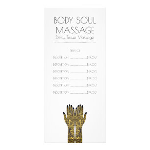 Massage Pratique Henné Mehndi Liste de prix Carte