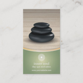 Massage Stones Wood Spa Sage Green Appointment Afsprakenkaartje