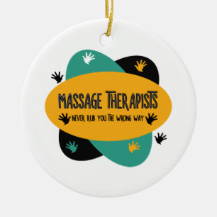 Massage Therapeuten Handen Wrijven Kleurrijk Keramisch Ornament