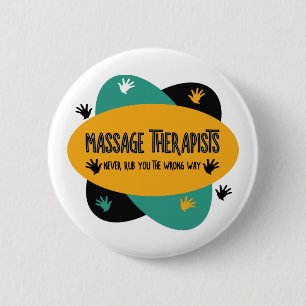 Massage Therapeuten Handen Wrijven Kleurrijk Ronde Button 5,7 Cm
