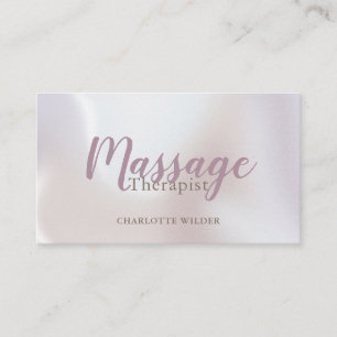 Massage Therapist Blush Pink Script Iridescent Visitekaartje