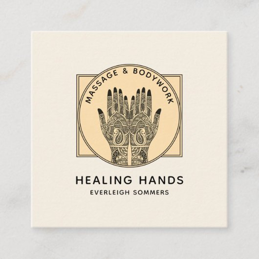 Massage Therapist Body Work Mehndi Henna Square Bu Vierkante Visitekaartje (Voorkant)
