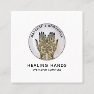 Massage Therapist Body Work Mehndi Henna Square Vierkante Visitekaartje