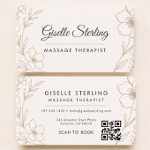 Massage Therapist Floral QR Code Professional Visitekaartje
