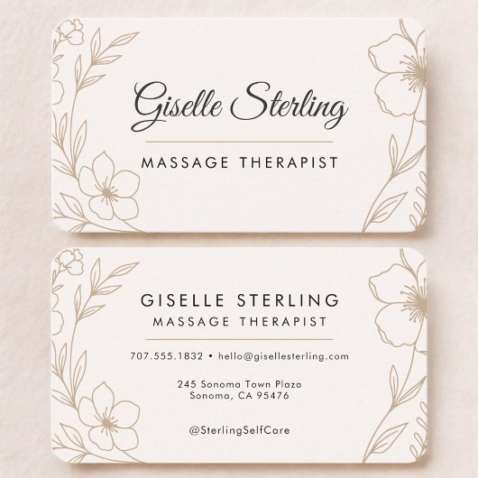 Massage Therapist Floral Visitekaartje