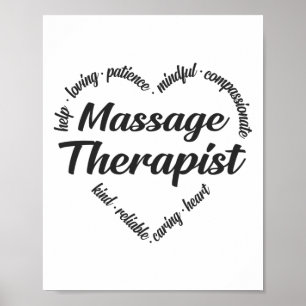 Massage Therapist Heart Word Cloud Poster
