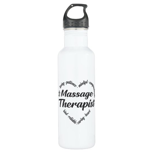 Massage Therapist Heart Word Cloud Waterfles (Voorkant)