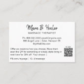 *~* Massage Therapist Massage Therapy QR code Logo Visitekaartje (Achterkant)