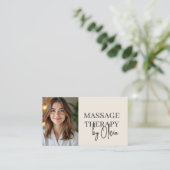 Massage Therapist Neutral Beige Photo QR Code Visitekaartje (Staand voorkant)
