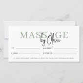 Massage Therapist Sage Green Gift Certificates (Achterkant)