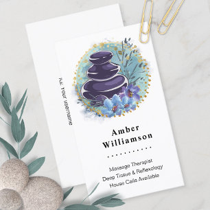 Massage Therapist Salon Spa Stylist Zen Stones Visitekaartje