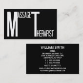 Massage Thérapiste Noir Carte de visite simple (Devant / Derrière)