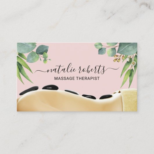 Massage Therapy Bodywork Greenery Spa Pink Visitekaartje (Voorkant)