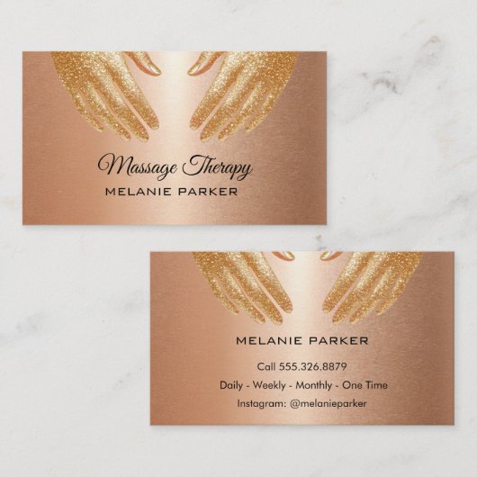 Massage Therapy Hands Rose Gold  Visitekaartje (Voorkant / Achterkant)