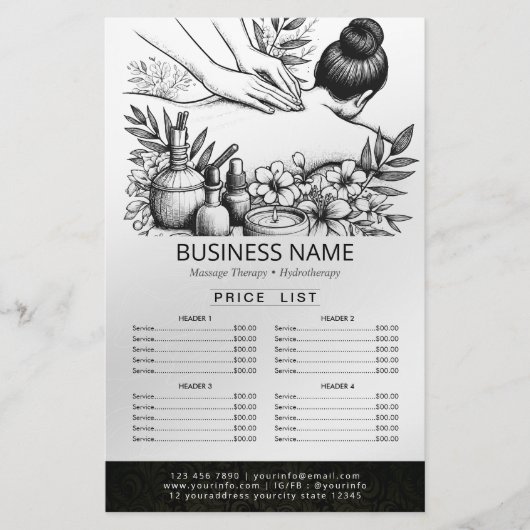 Massage Therapy Healing Hands Energy Spa prijslijs Flyer (Voorkant)