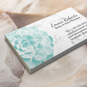 Massage Therapy Spa Succulent Elegant Marble Visitekaartje