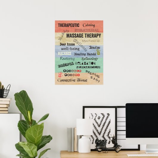 Massage Therapy Words Poster (Thuiskantoor)