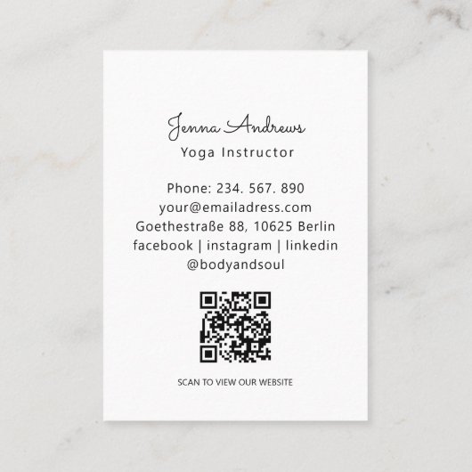 Massage Yoga moderne Wellness QR Code Carte de vis (Dos)