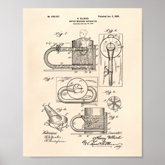 Massageapparaat 1900 oude kunstpoep poster (Voorkant)
