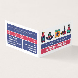 Massagepictogrammen, massagetherapie, parlor Loyal Visitekaartjes