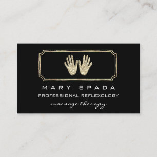 Massagereflexologie Glitter Hands Black Gold QR Visitekaartje