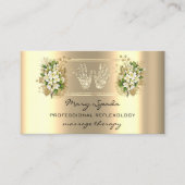 Massagereflexology Reiki Hands Faux Gold QR Code Visitekaartje (Voorkant)
