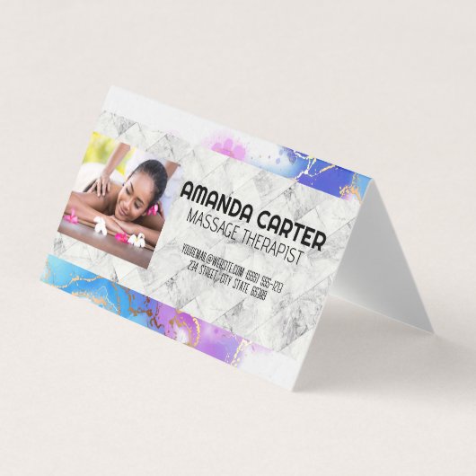 Massagesessie | WATERVERF | Marmer Visitekaartjes (Voorkant)