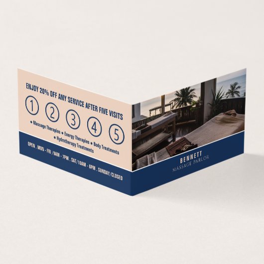 Massagetabellen, massagetherapeut, Parlor Loyalty Visitekaartjes (Buitenkant)
