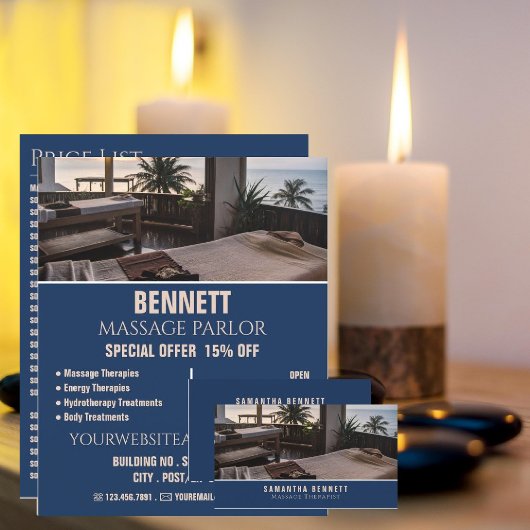 Massagetabellen, massagetherapie, massageparlor flyer