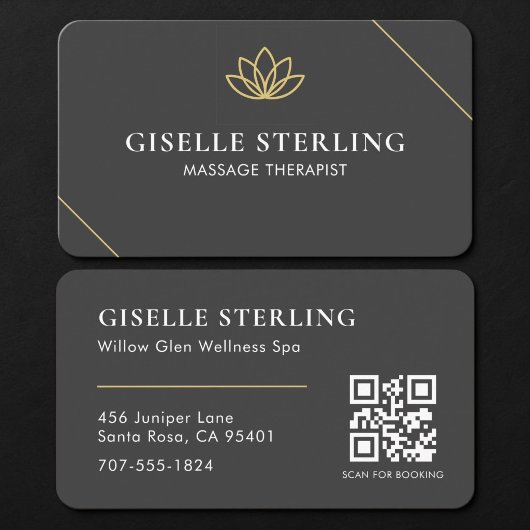 Massagetherapeut Black Gold QR-code Visitekaartje