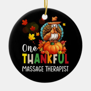 Massagetherapeut Één Dankbare Thanksgiving Herfst  Keramisch Ornament