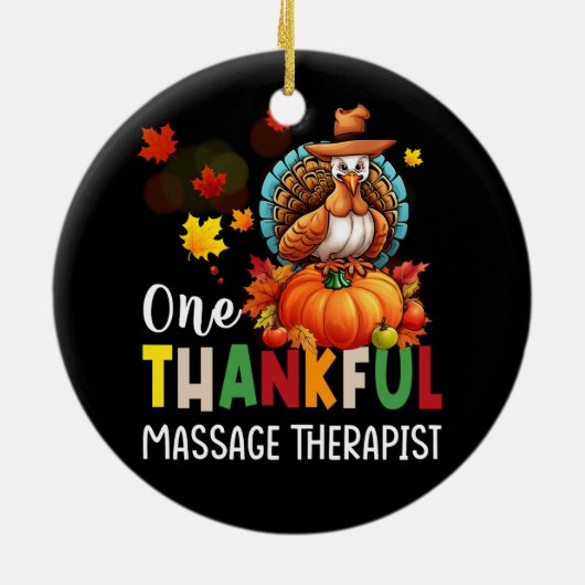 Massagetherapeut Één Dankbare Thanksgiving Herfst Keramisch Ornament (Achterkant)