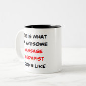 massagetherapeut, geweldige tweekleurige koffiemok (Voorkant links)