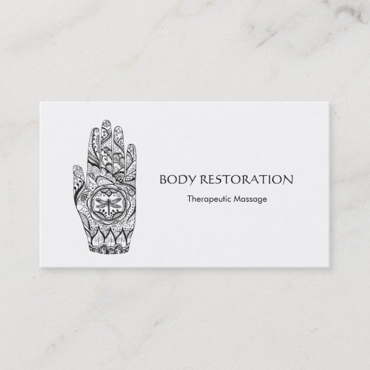 Massagetherapeut Henna Dragonfly Tattoo Hand 7 Visitekaartje (Voorkant)