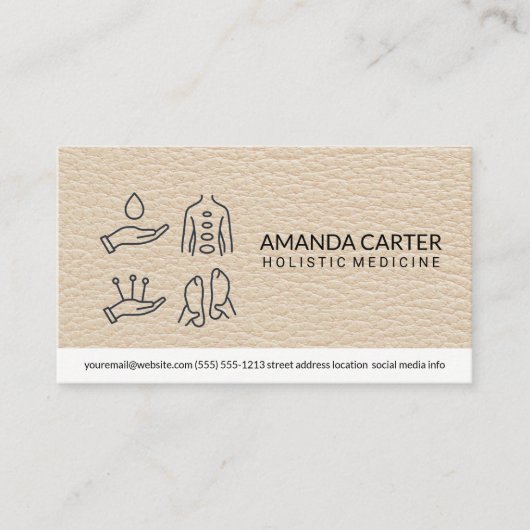 Massagetherapeut | Leer | Holistische Geneeskunde Visitekaartje (Voorkant)